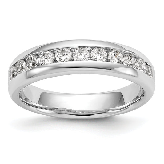 0.77ct. CZ Solid Real 14K White Gold 11-Stone Channel Wedding Band Ring