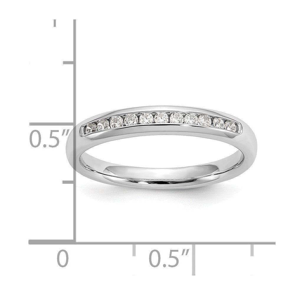 14K White Gold 11-Stone Real Diamond Channel Band