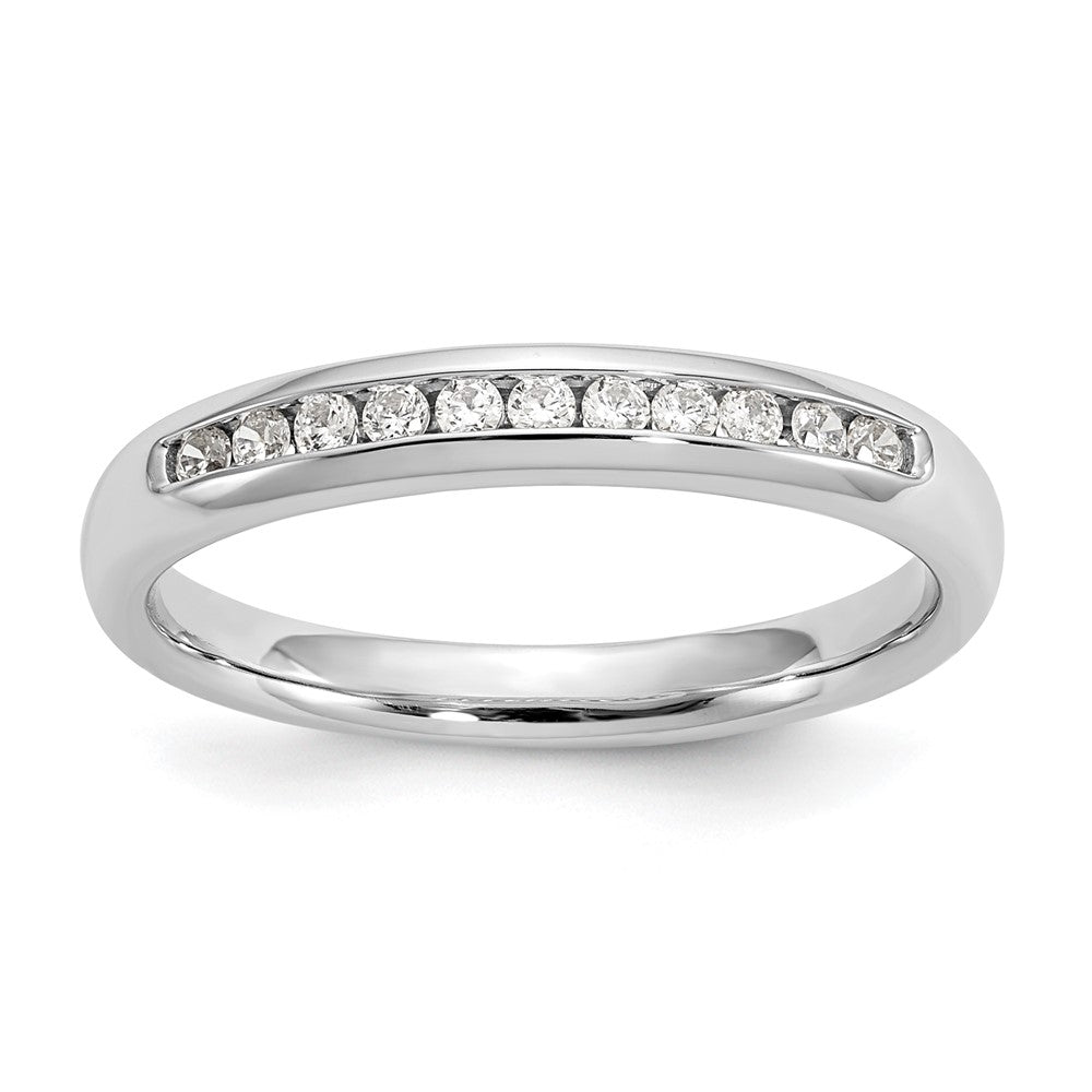 14K White Gold 11-Stone Real Diamond Channel Band