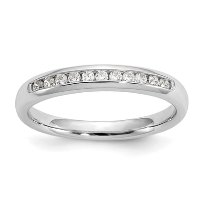 14K White Gold 11-Stone Real Diamond Channel Band