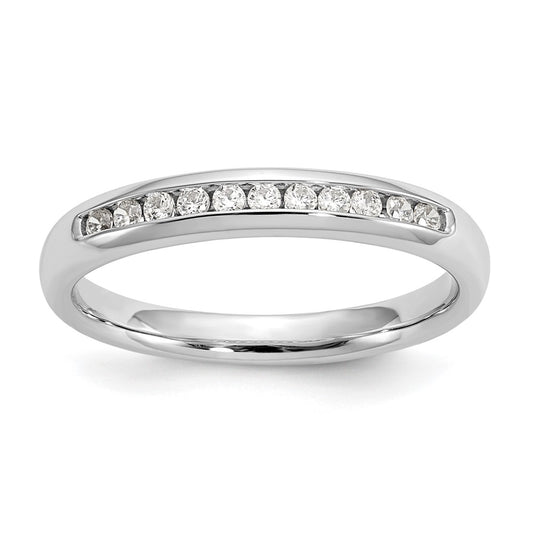 14K White Gold 11-Stone Real Diamond Channel Band