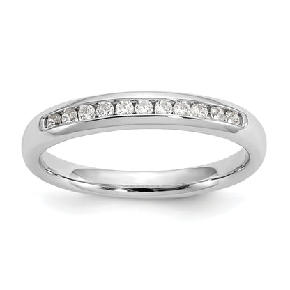 0.17ct. CZ Solid Real 14K White Gold 11-Stone Channel Wedding Band Ring