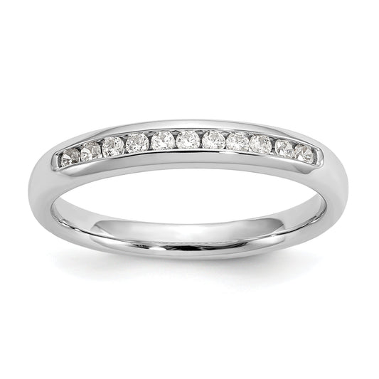 0.17ct. CZ Solid Real 14K White Gold 11-Stone Channel Wedding Band Ring