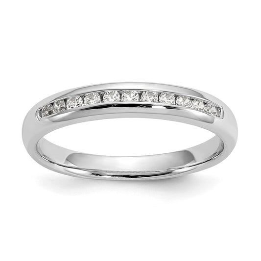 14K White Gold 11-Stone Real Diamond Channel Band