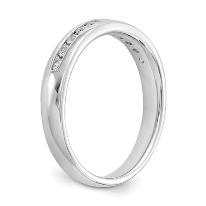 14K White Gold 11-Stone Real Diamond Channel Band