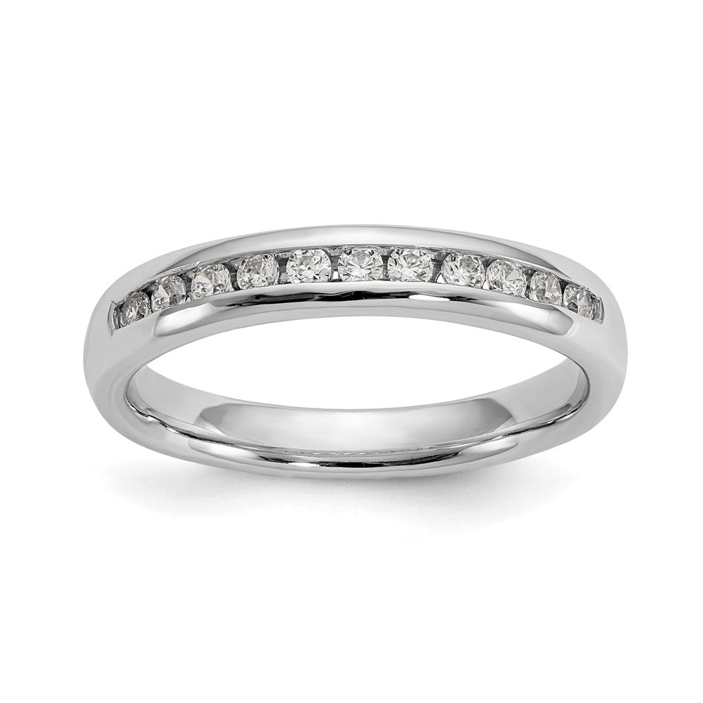 14K White Gold 11-Stone Real Diamond Channel Band