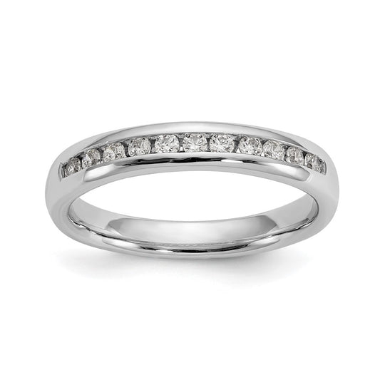 14K White Gold 11-Stone Real Diamond Channel Band