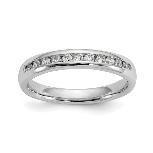 0.25ct. CZ Solid Real 14K White Gold 11-Stone Channel Wedding Band Ring