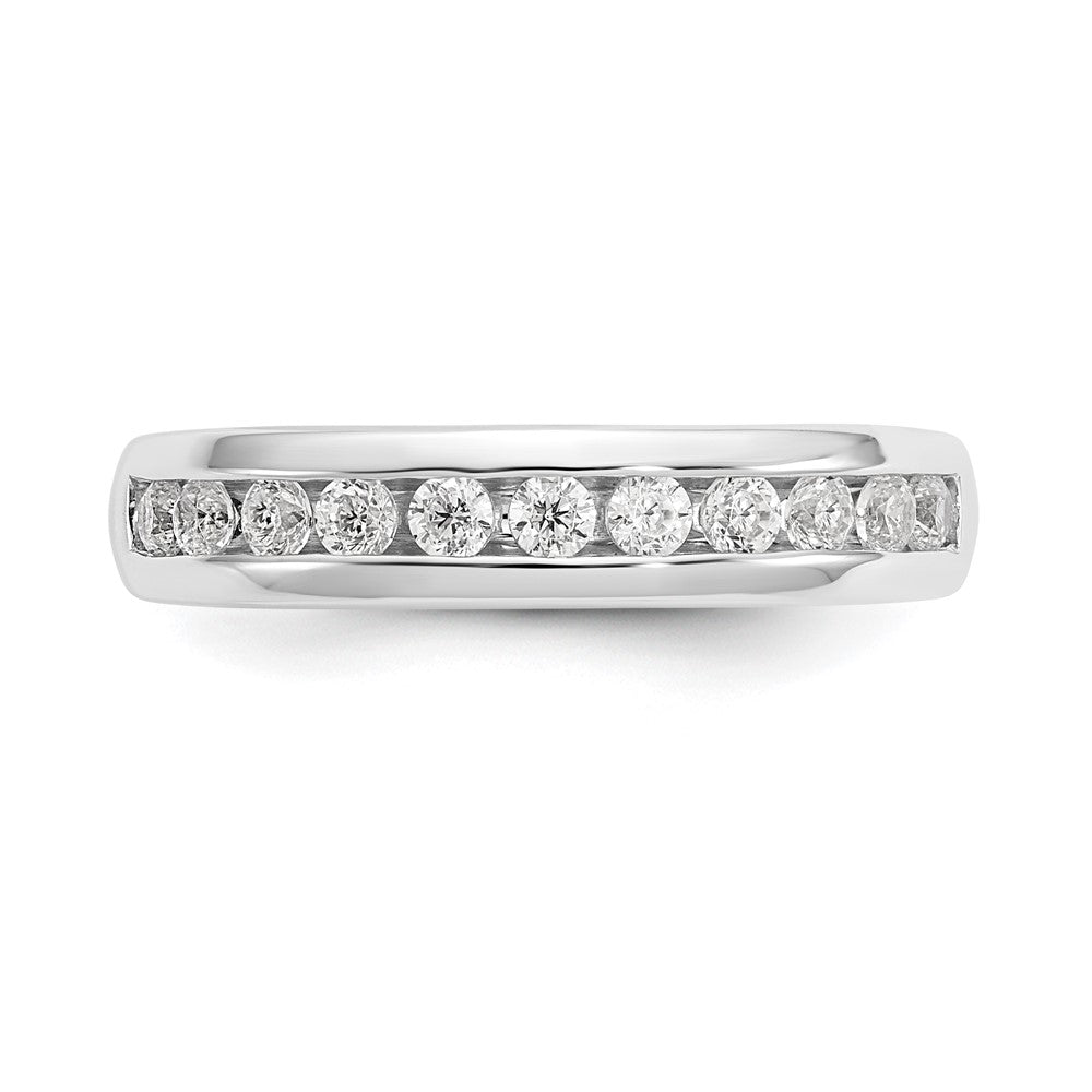 14K White Gold 11-Stone Real Diamond Channel Band