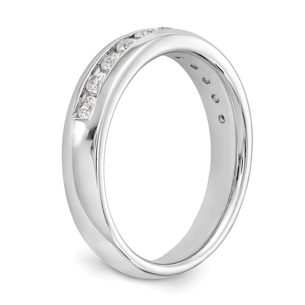 14K White Gold 11-Stone Real Diamond Channel Band