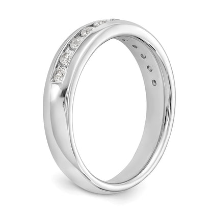 14K White Gold 11-Stone Real Diamond Channel Band