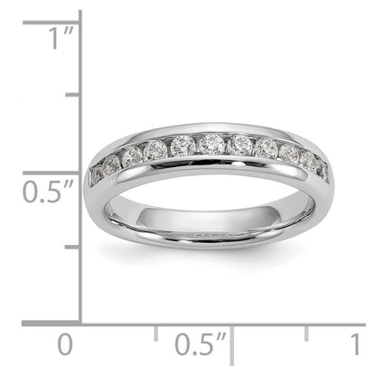 14K White Gold 11-Stone Real Diamond Channel Band