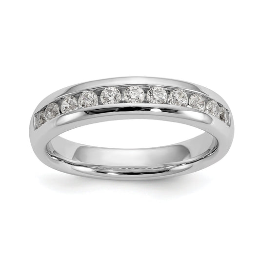 0.43ct. CZ Solid Real 14K White Gold 11-Stone Channel Wedding Band Ring