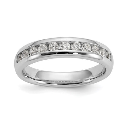 14K White Gold 11-Stone Real Diamond Channel Band