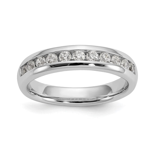 14K White Gold 11-Stone Real Diamond Channel Band