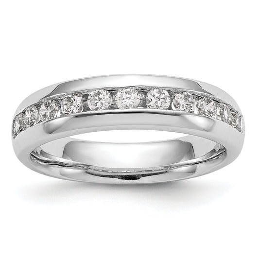 0.77ct. CZ Solid Real 14K White Gold 11-Stone Channel Wedding Band Ring