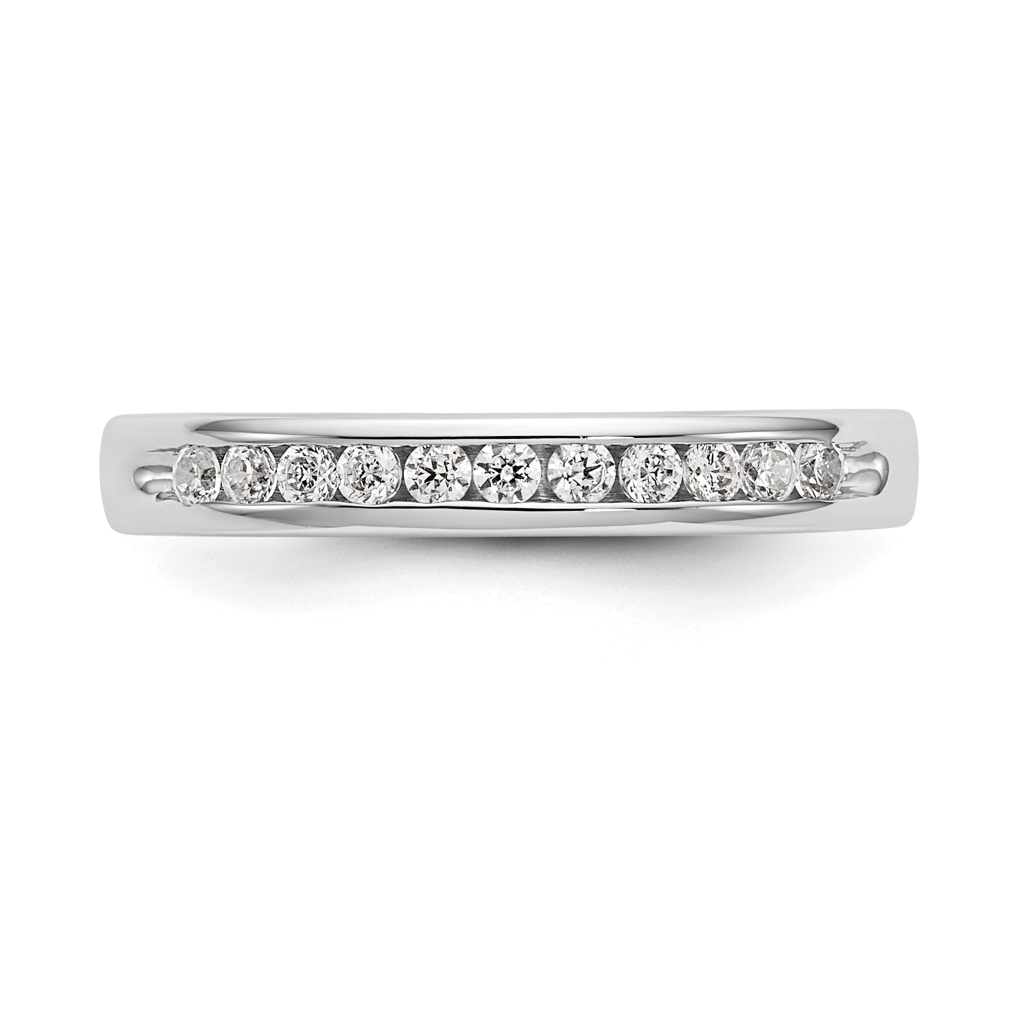 0.22ct. CZ Solid Real 14K White Gold 11-1.7mm Stone Ladies Wedding Band Ring