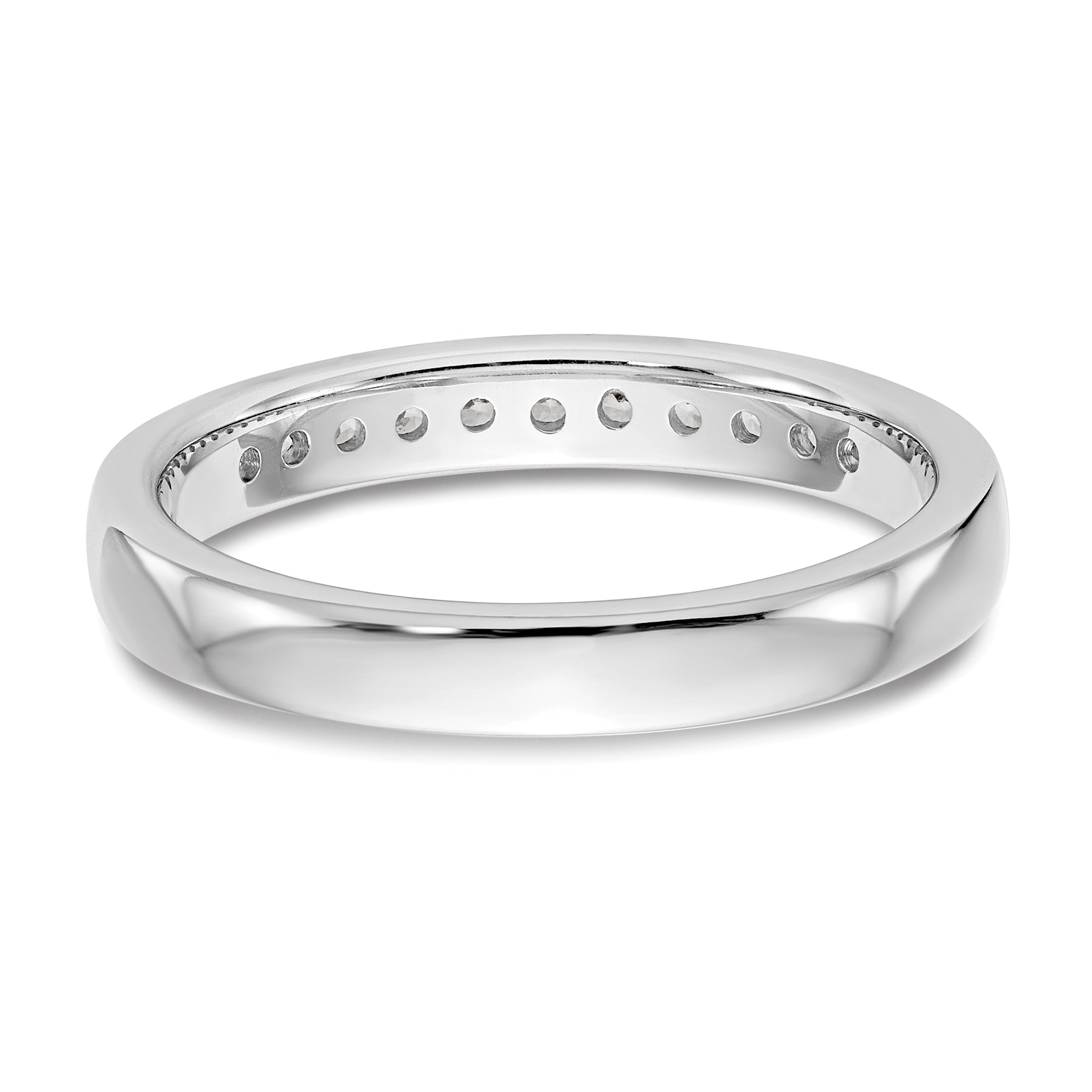 0.22ct. CZ Solid Real 14K White Gold 11-1.7mm Stone Ladies Wedding Band Ring