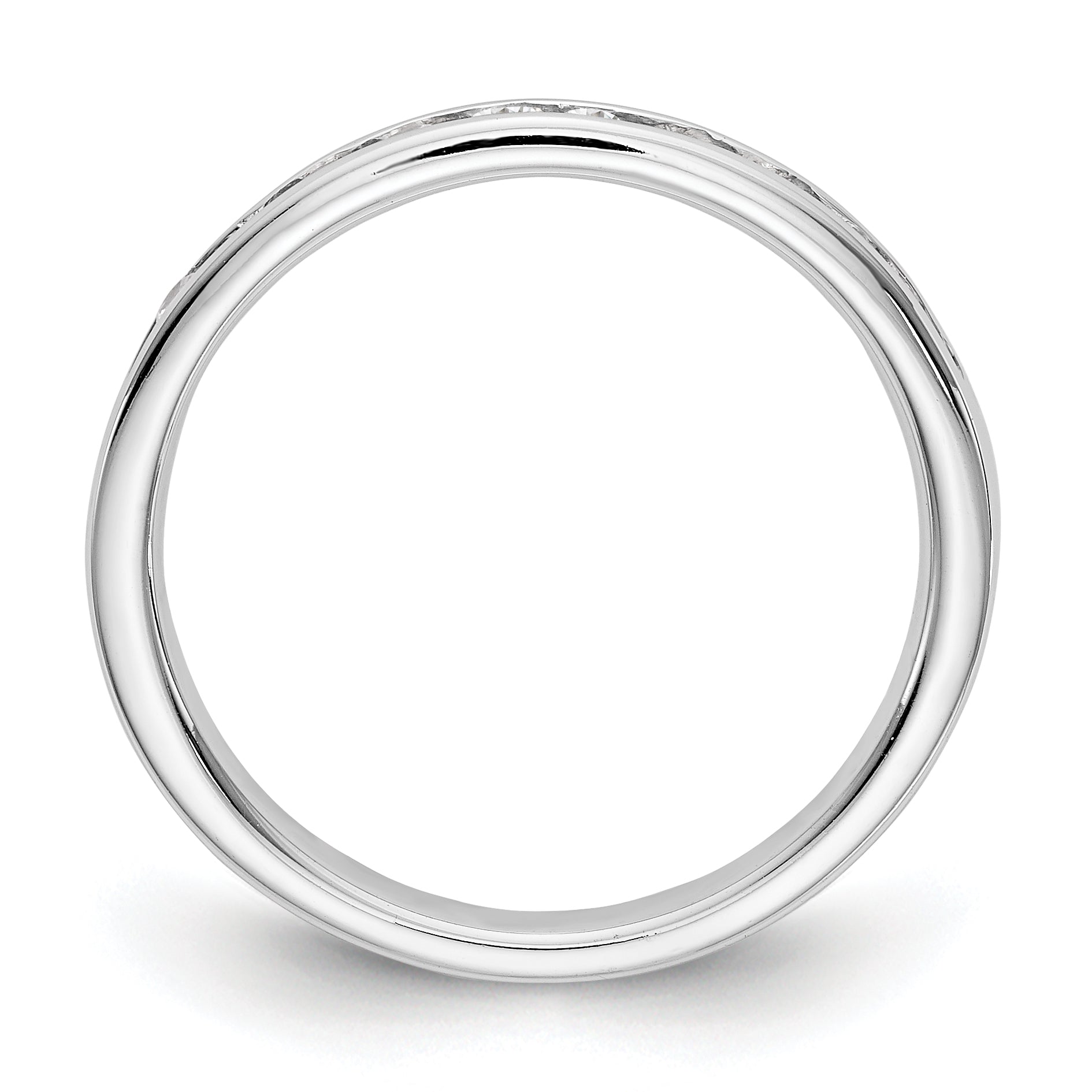 0.31ct. CZ Solid Real 14K White Gold 11-Stone Channel Wedding Band Ring