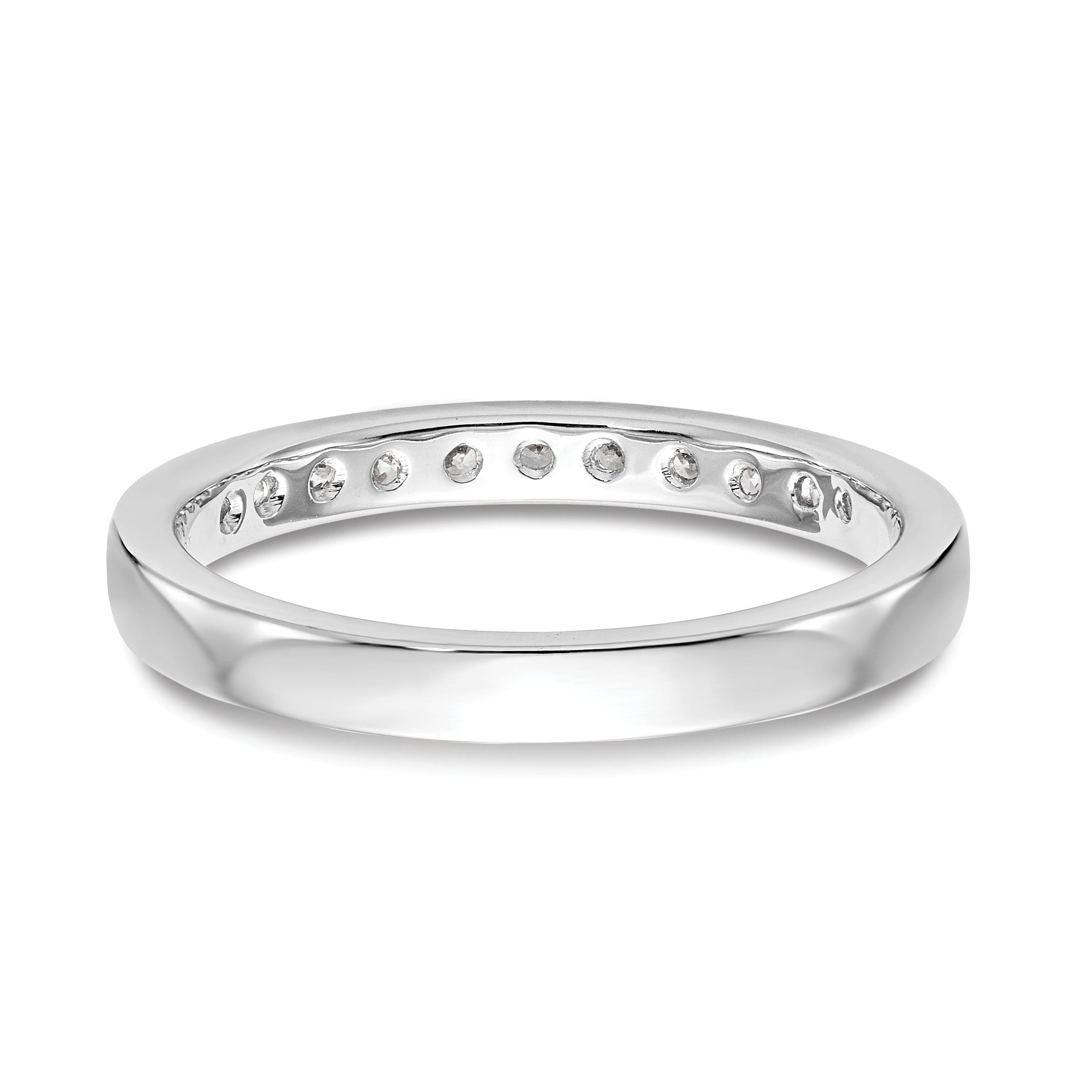 0.31ct. CZ Solid Real 14K White Gold 11-1.9mm Stone Ladies Wedding Band Ring