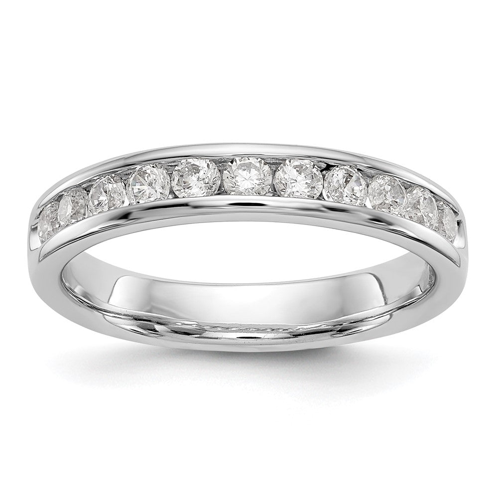 14K White Gold 11-Stone Real Diamond Channel Band