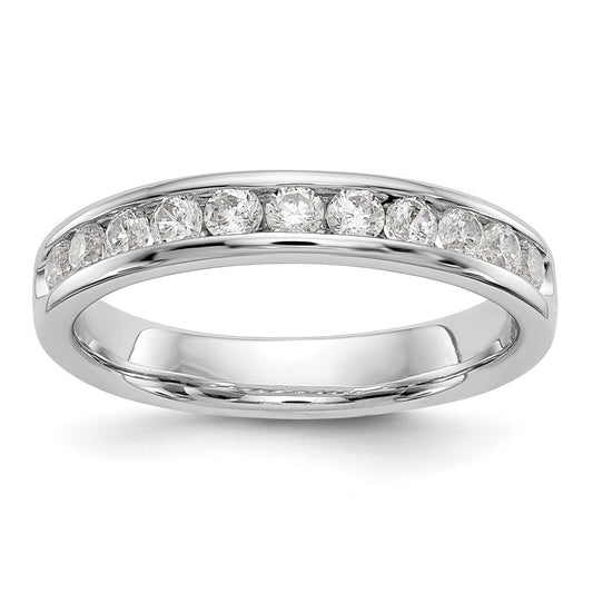 14K White Gold 11-Stone Real Diamond Channel Band