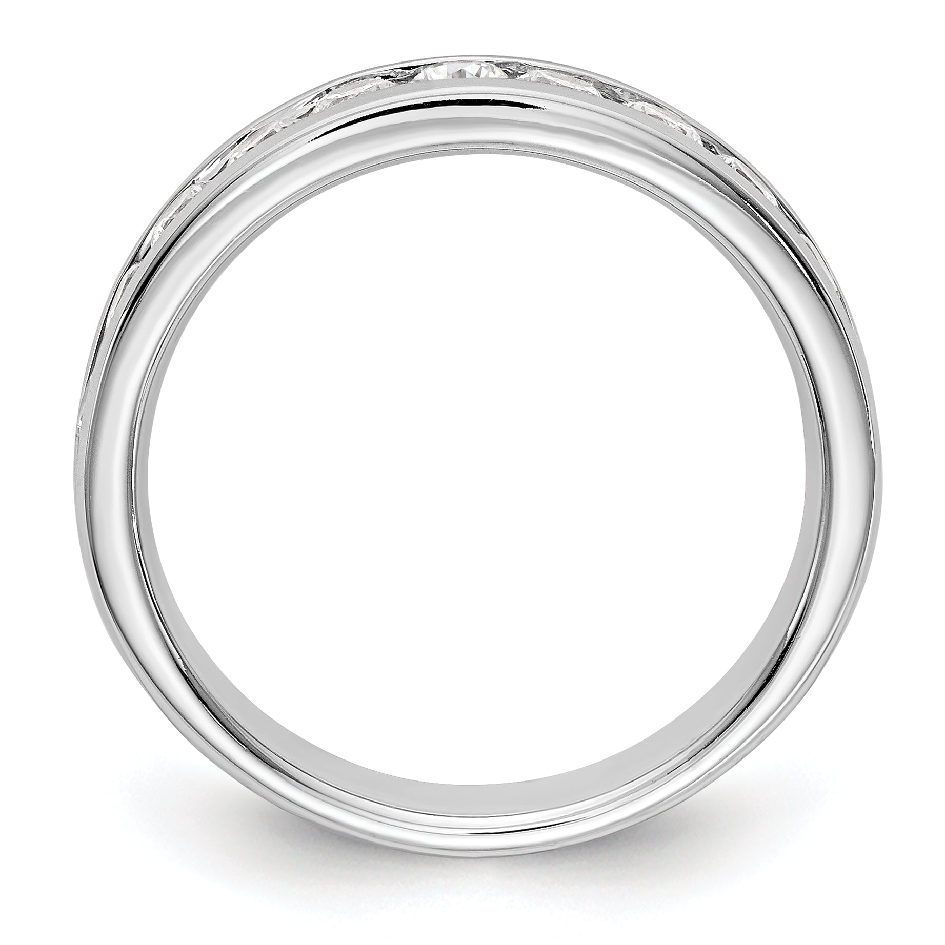 0.77ct. CZ Solid Real 14K White Gold 11-2.6mm Stone Ladies Wedding Band Ring
