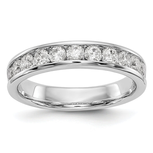 0.77ct. CZ Solid Real 14K White Gold 11-Stone Channel Wedding Band Ring