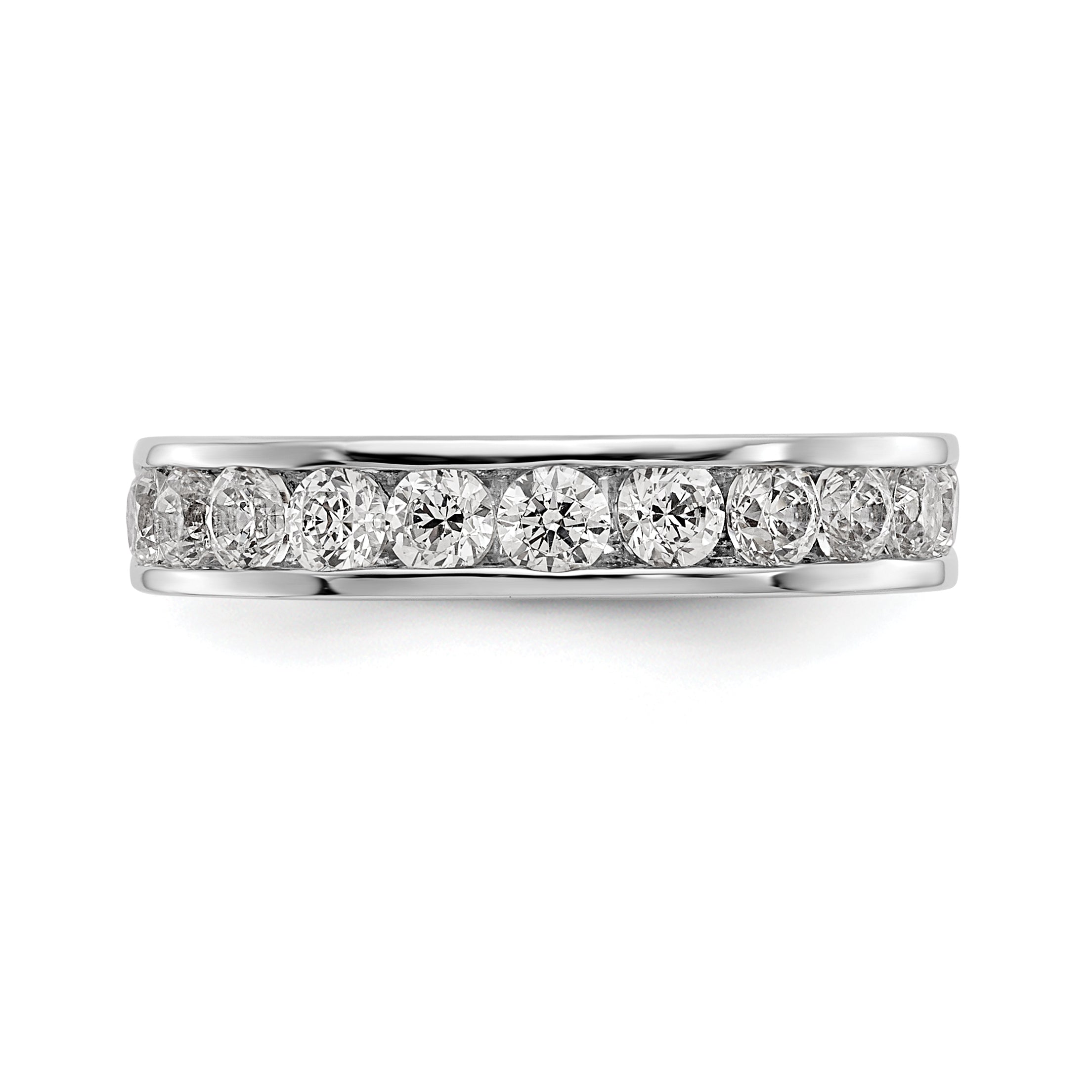 0.99ct. CZ Solid Real 14K White Gold 11-Stone Channel Wedding Band Ring