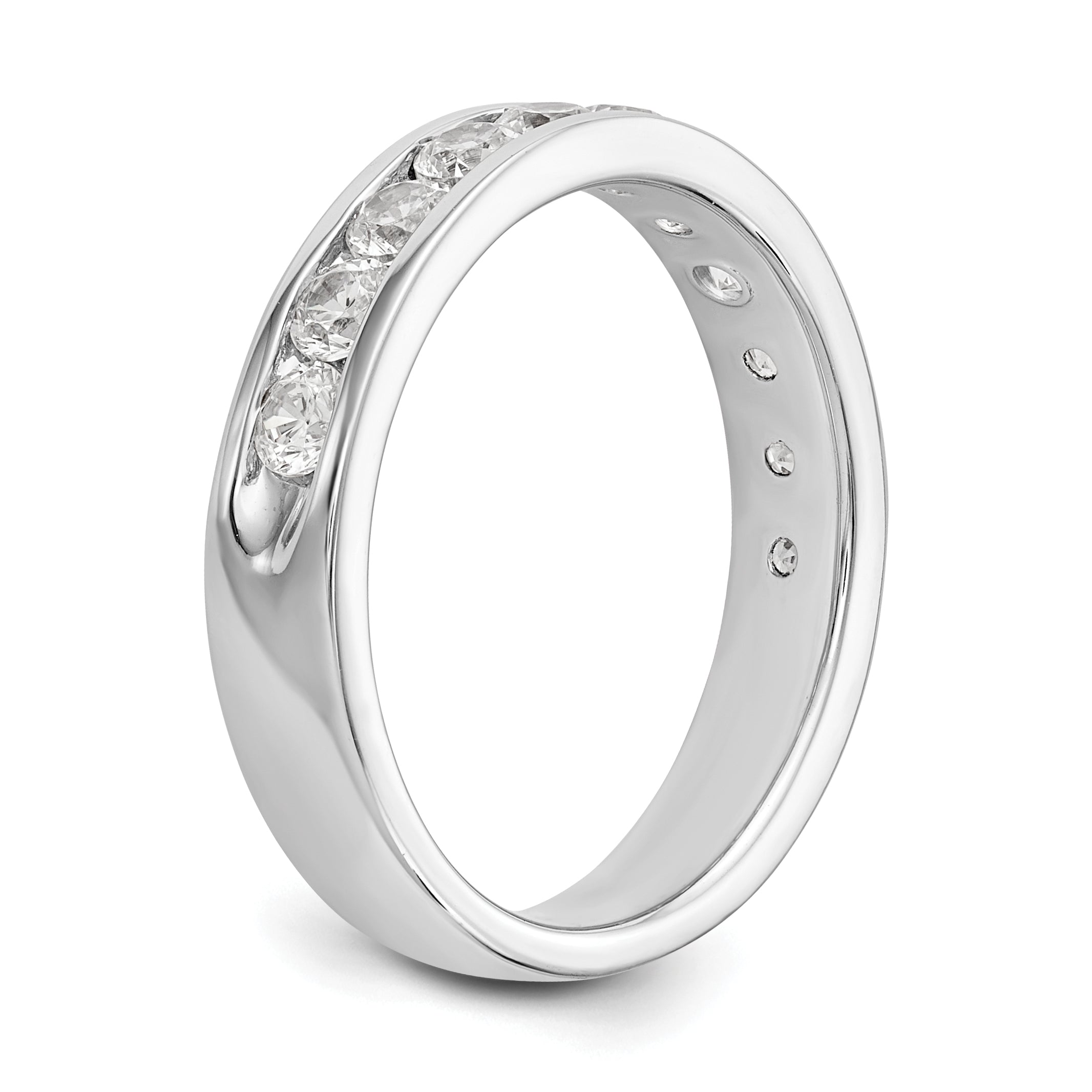 0.99ct. CZ Solid Real 14K White Gold 11-Stone Channel Wedding Band Ring