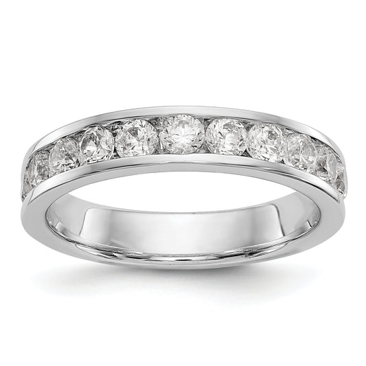 0.99ct. CZ Solid Real 14K White Gold 11-Stone Dia Channel Wedding Band Ring