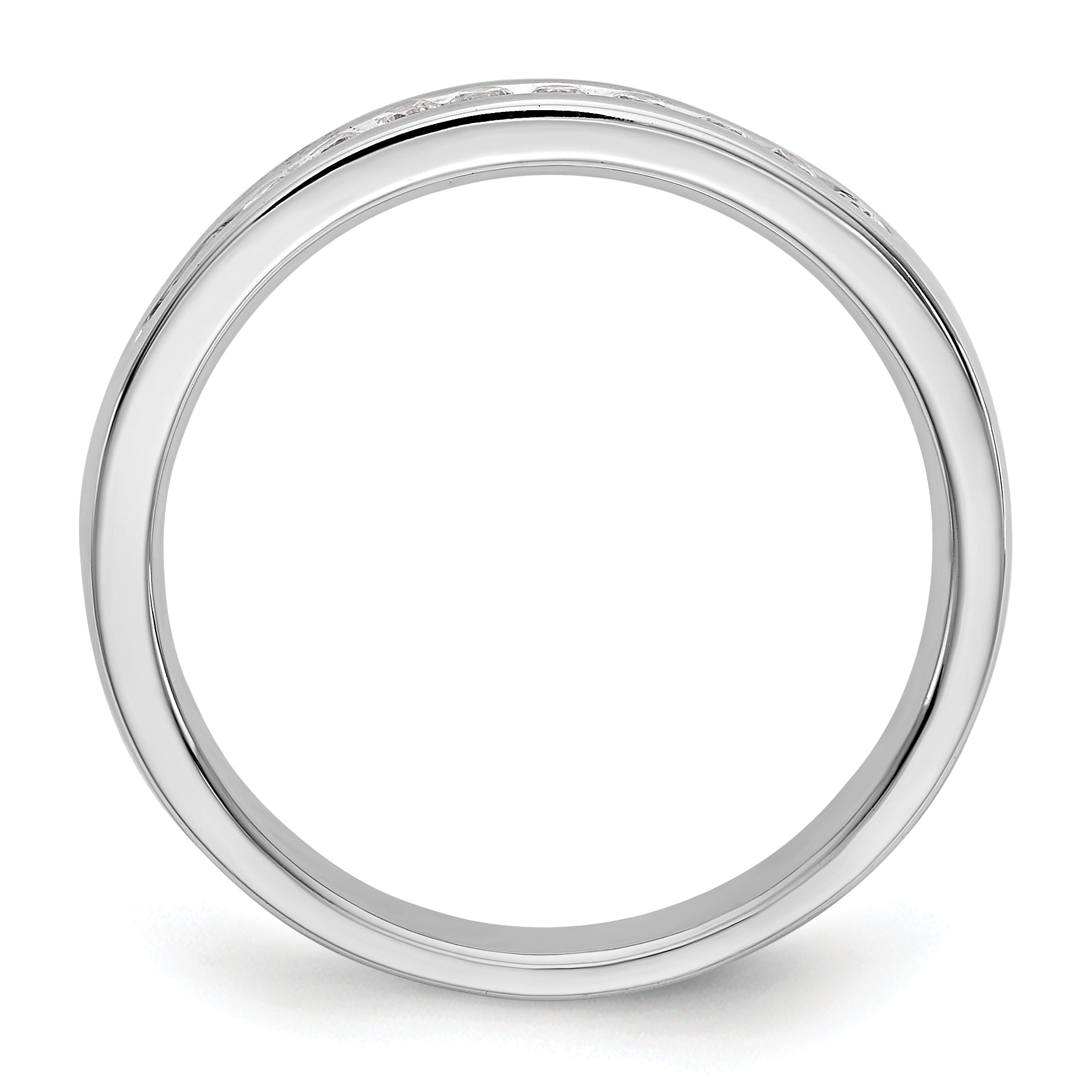 0.22ct. CZ Solid Real 14K White Gold 11-1.7mm Stone Channel Wedding Band Ring