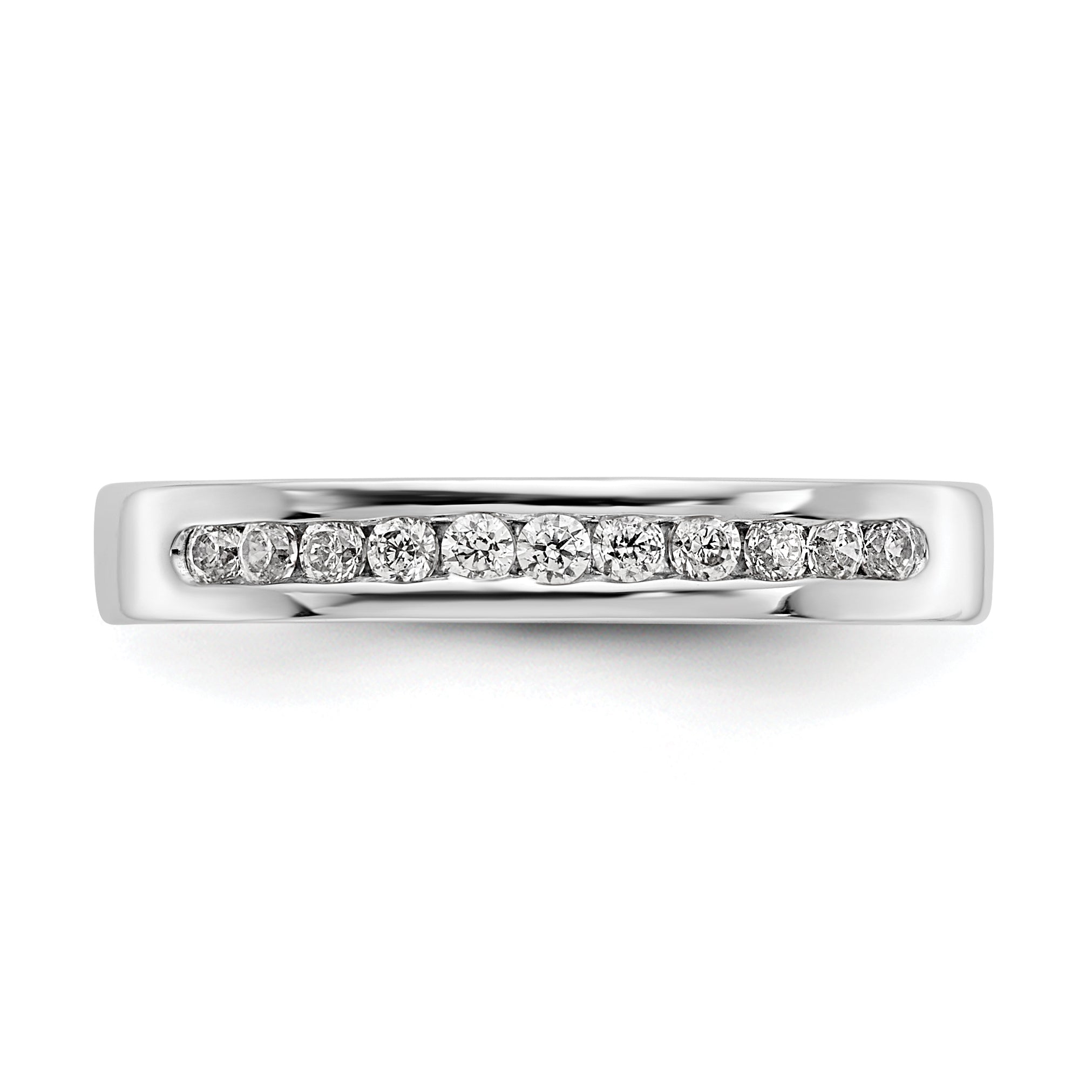 0.22ct. CZ Solid Real 14K White Gold 11-1.7mm Stone Channel Wedding Band Ring