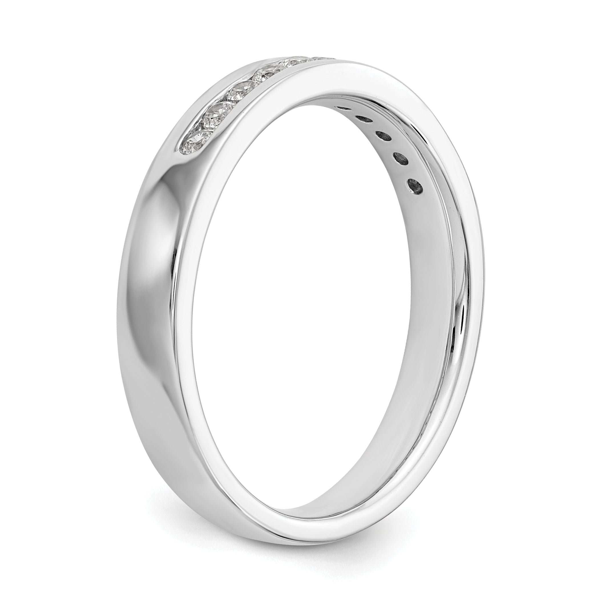 0.22ct. CZ Solid Real 14K White Gold 11-Stone Channel Wedding Band Ring
