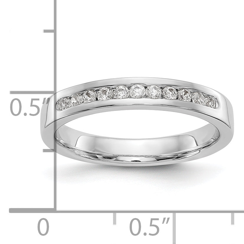 0.22ct. CZ Solid Real 14K White Gold 11-1.7mm Stone Channel Wedding Band Ring