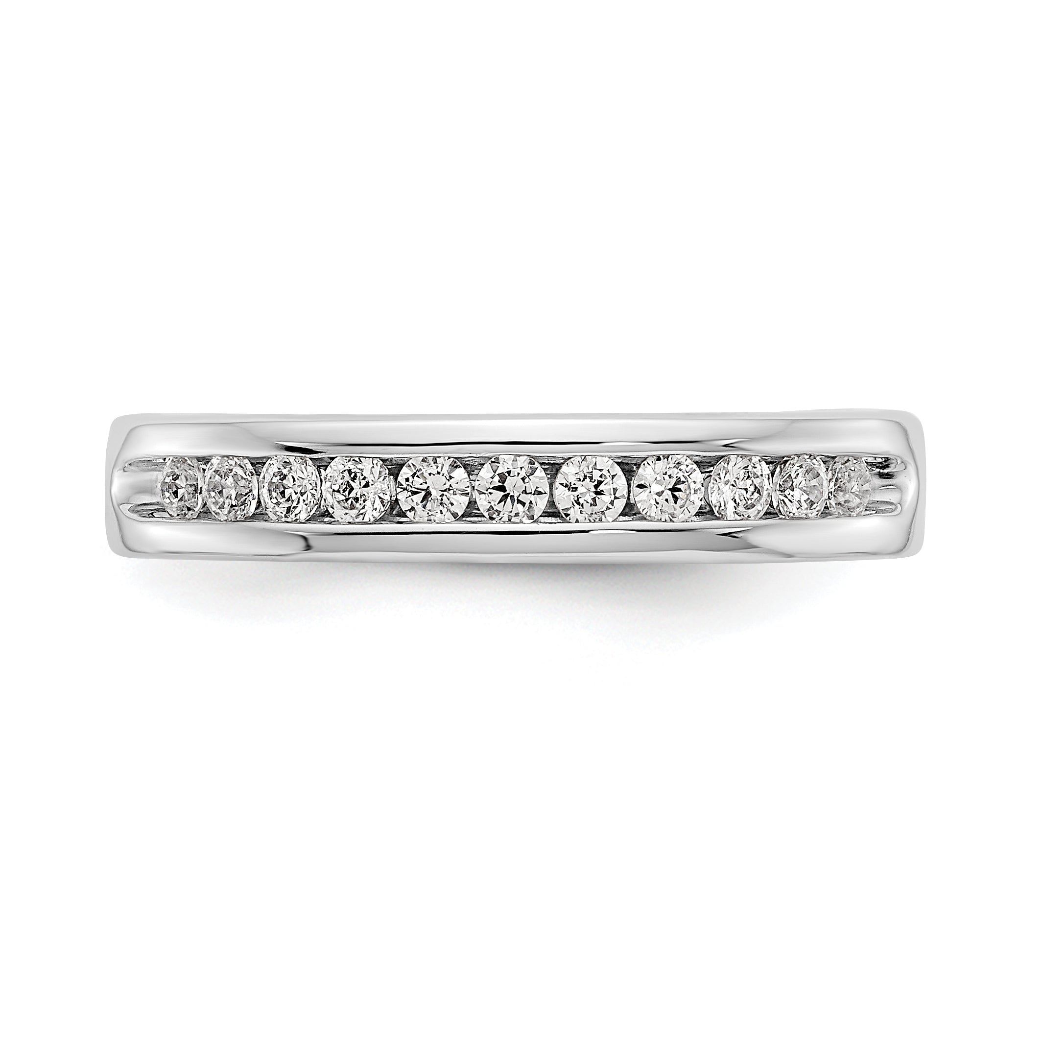 0.31ct. CZ Solid Real 14K White Gold 11-Stone Channel Wedding Band Ring