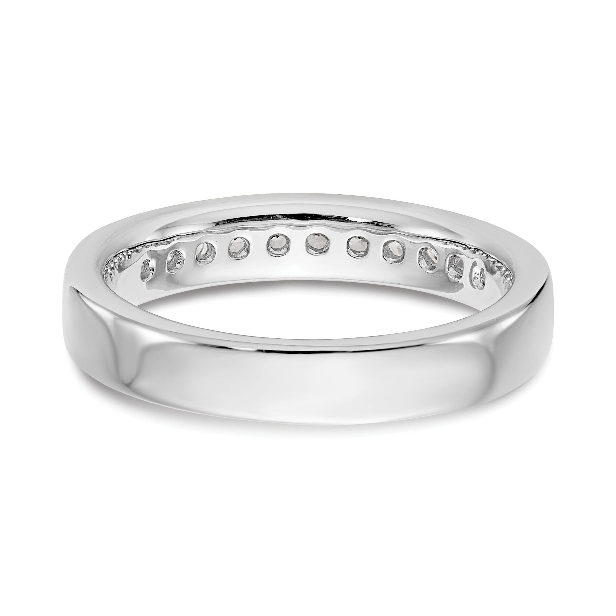 0.31ct. CZ Solid Real 14K White Gold 11-Stone Channel Wedding Band Ring