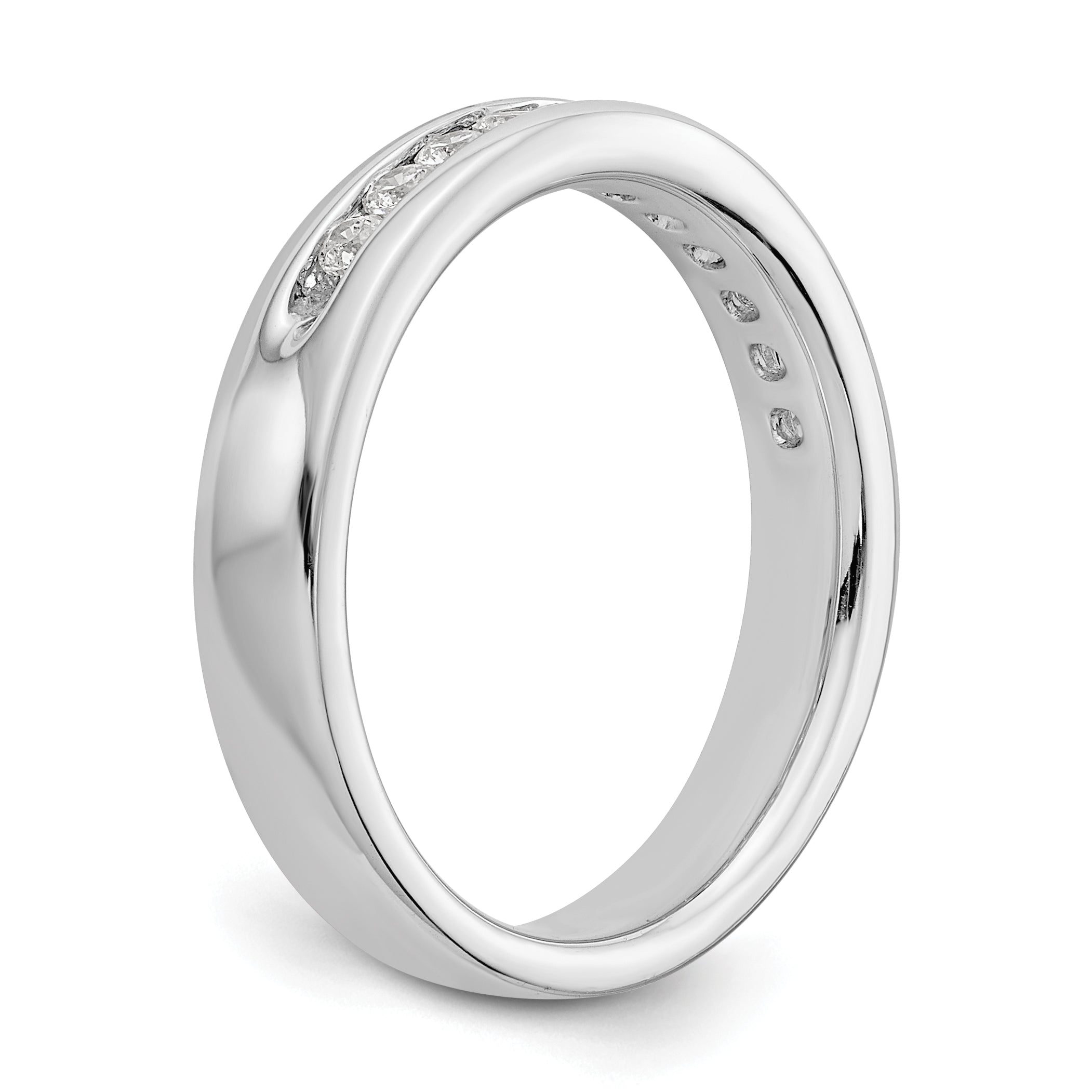0.31ct. CZ Solid Real 14K White Gold 11-Stone Channel Wedding Band Ring