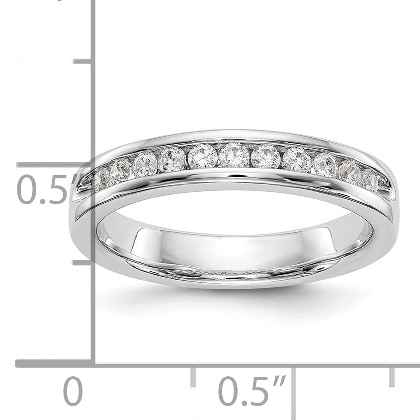 0.31ct. CZ Solid Real 14K White Gold 11-1.9mm Stone Channel Wedding Band Ring