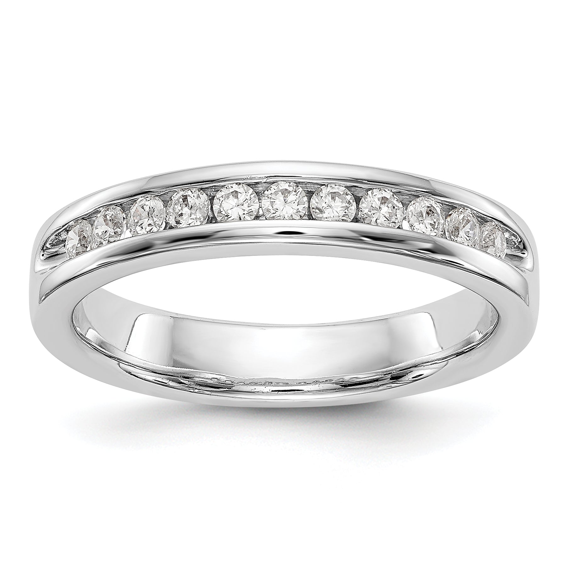 0.31ct. CZ Solid Real 14K White Gold 11-Stone Channel Wedding Band Ring