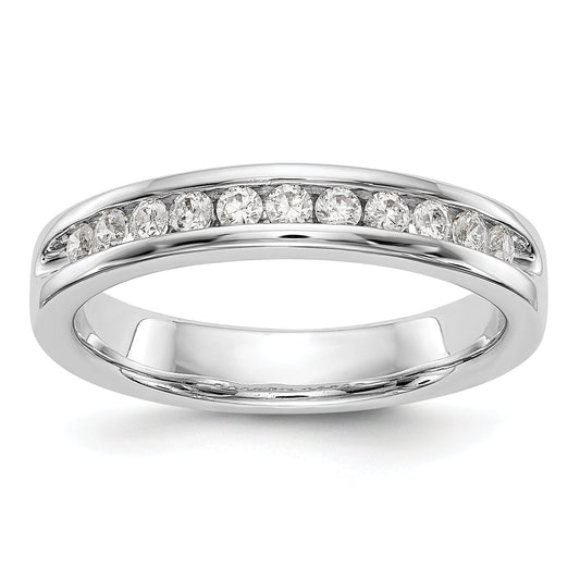 0.31ct. CZ Solid Real 14K White Gold 11-Stone Channel Wedding Band Ring