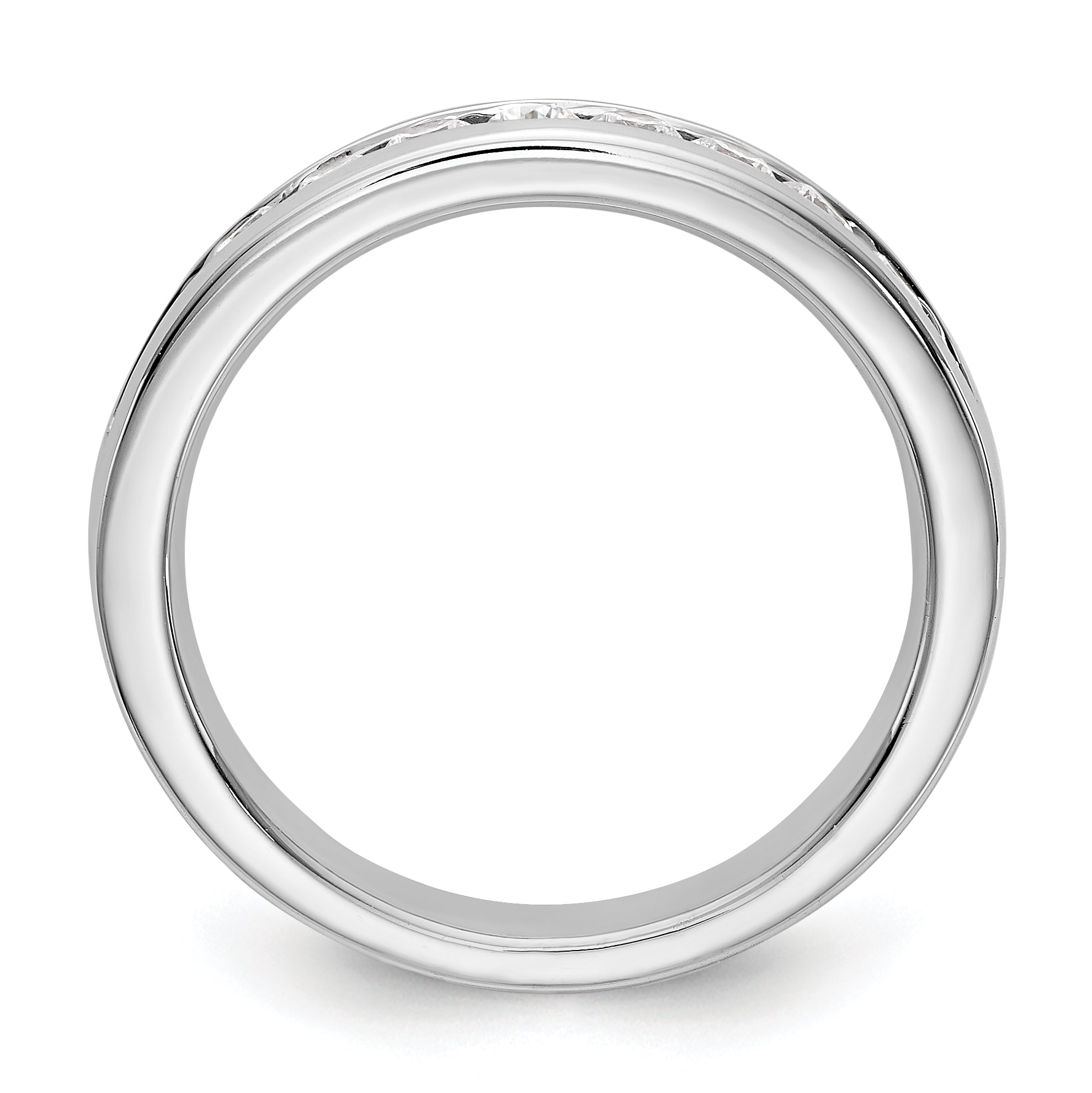 0.51ct. CZ Solid Real 14K White Gold 11-Stone Channel Wedding Band Ring