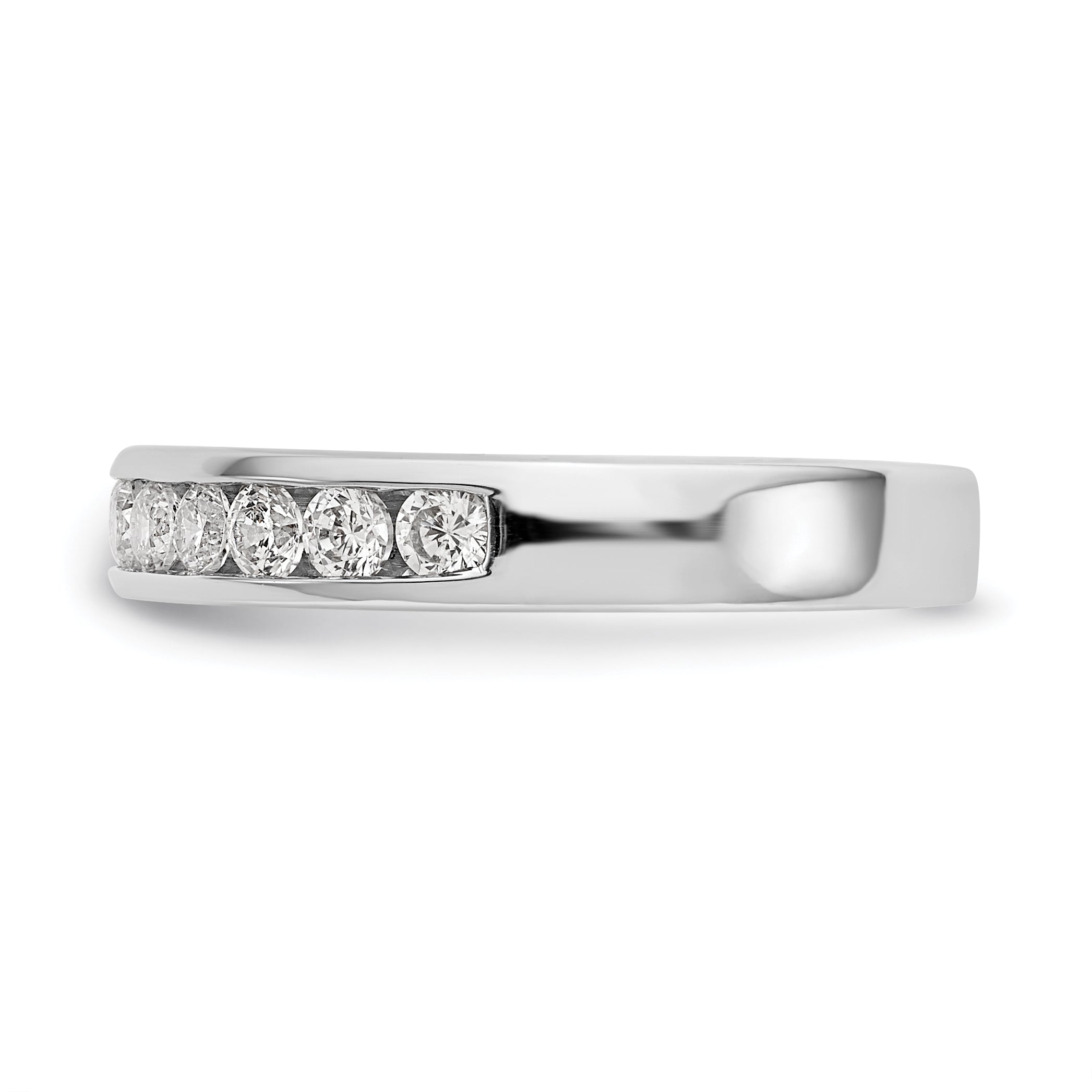 0.51ct. CZ Solid Real 14K White Gold 11-2.3mm Stone Channel Wedding Band Ring