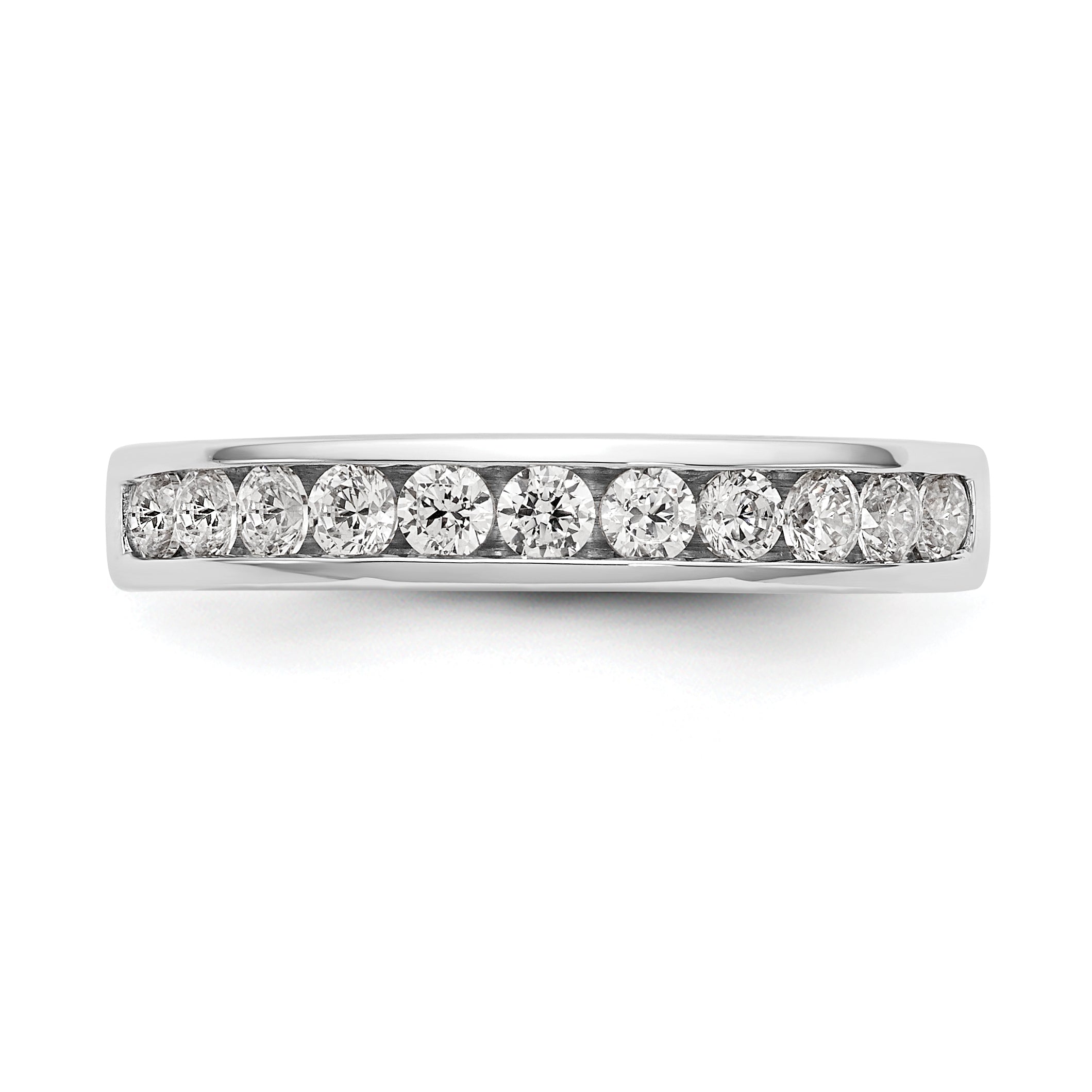 0.51ct. CZ Solid Real 14K White Gold 11-2.3mm Stone Channel Wedding Band Ring