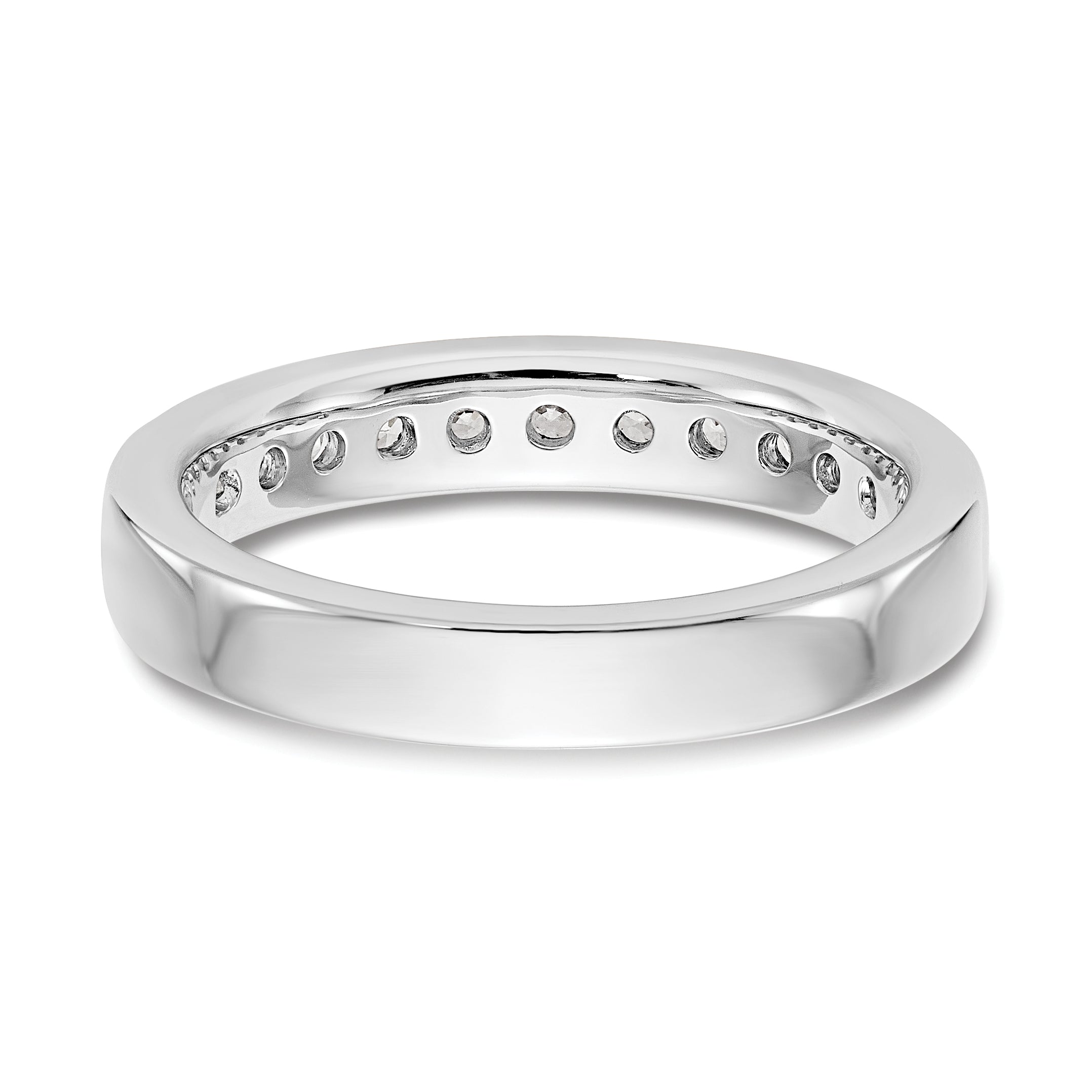 0.51ct. CZ Solid Real 14K White Gold 11-Stone Channel Wedding Band Ring
