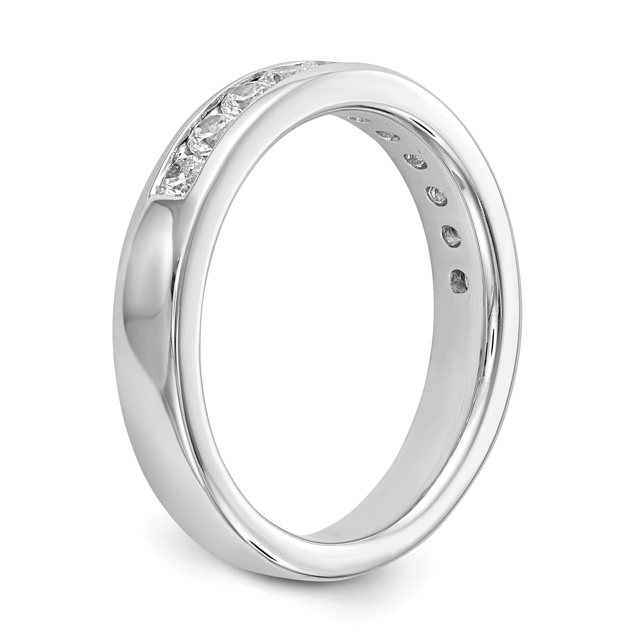 0.51ct. CZ Solid Real 14K White Gold 11-Stone Channel Wedding Band Ring