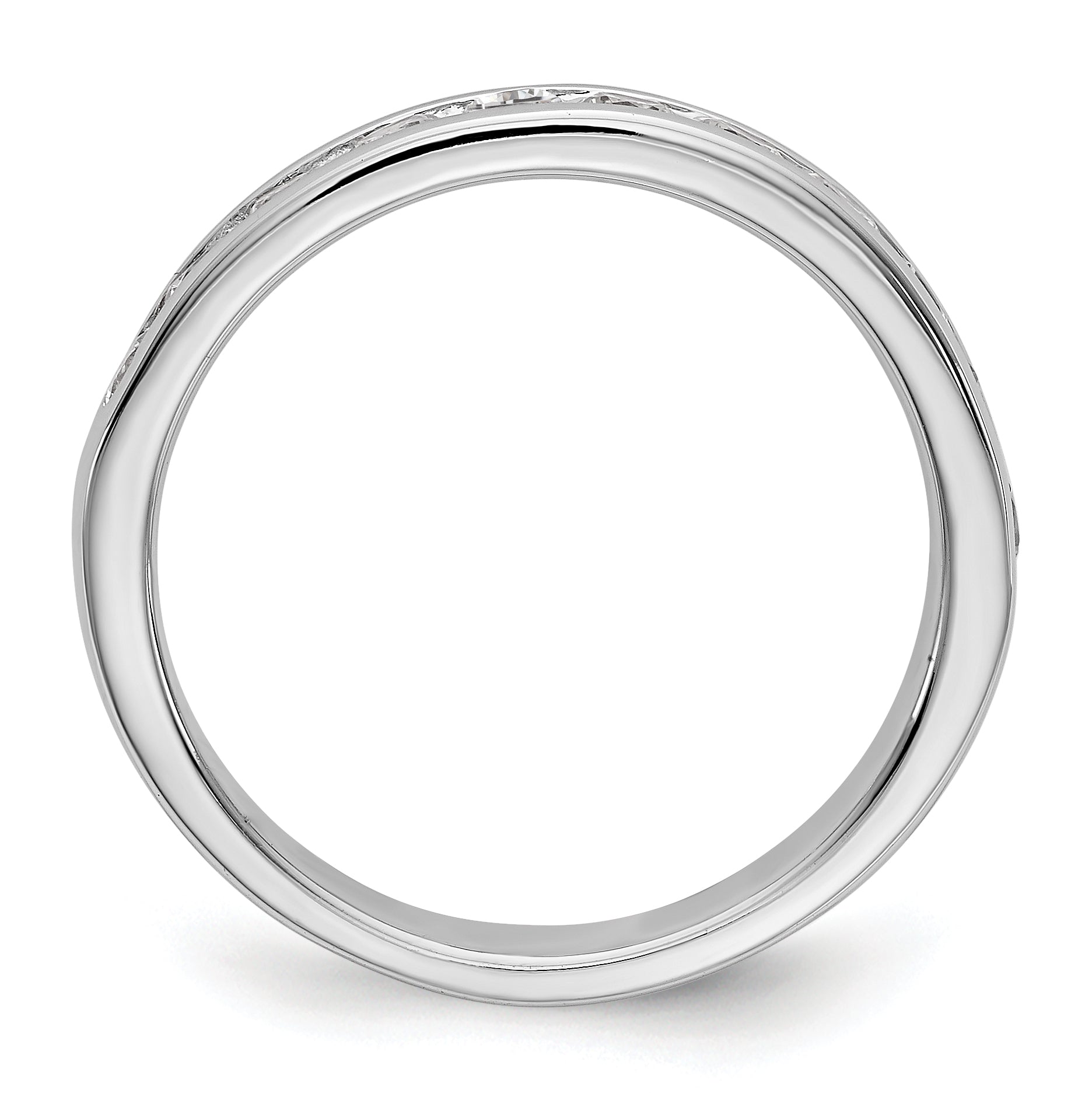 0.77ct. CZ Solid Real 14K White Gold 11-Stone Channel Wedding Band Ring