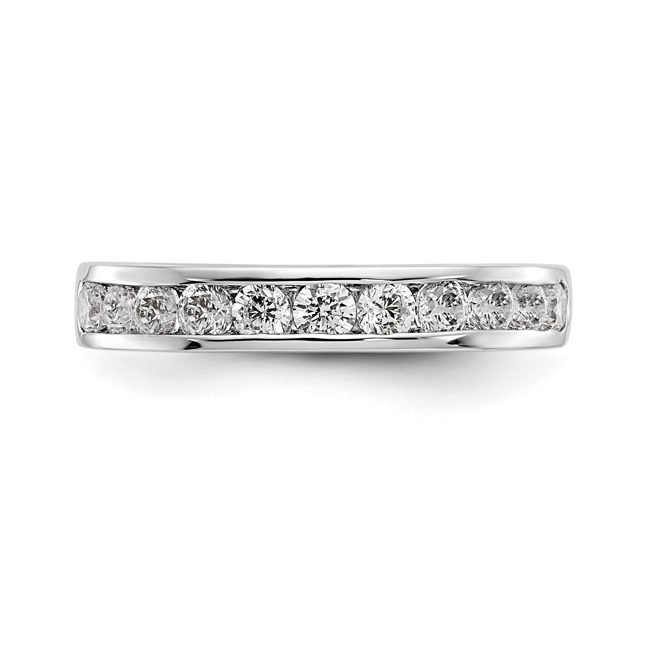 0.77ct. CZ Solid Real 14K White Gold 11-Stone Channel Wedding Band Ring