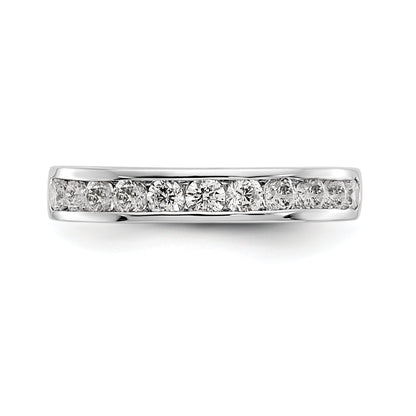 0.77ct. CZ Solid Real 14K White Gold 11-Stone Channel Wedding Band Ring