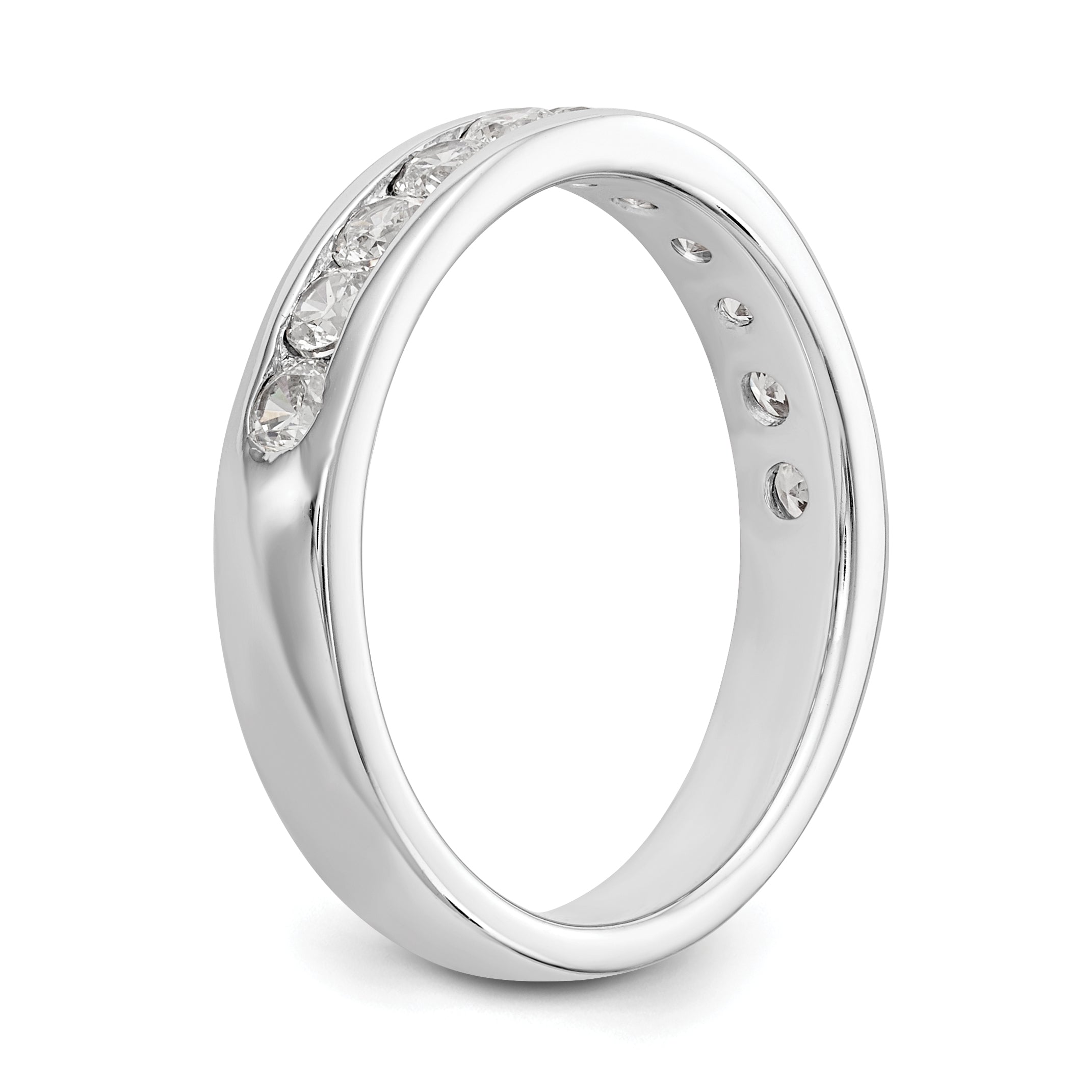 0.77ct. CZ Solid Real 14K White Gold 11-Stone Channel Wedding Band Ring